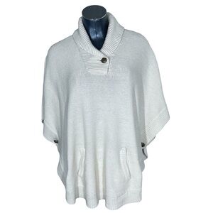 VTG LAUREN RALPH LAUREN Cream Knit Poncho Shawl Sweater Women's Size Large